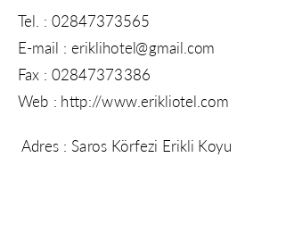 Erikli Hotel iletiim bilgileri